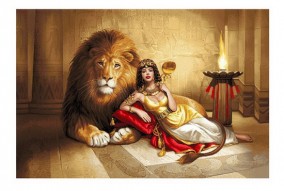 Гобелен &quot;Клеопатра и царь зверей&quot;  Гобеленовый ковер.