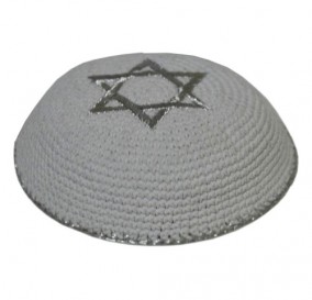 Кипа белая &quot;Звезда Давида&quot; Еврейская шапочка ермолка (кипа)...