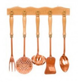 Кухонный набор с деревянными ручками&quot;Таверна&quot;   Медный кухонный набор