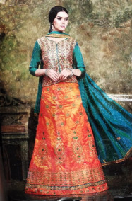 Индийский женский костюм &quot;Пушта&quot; Индийский женский национальный костюм- юбка, чоли (блуза) и накидка. размер 42