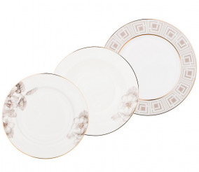 Набор фарфоровых тарелок &quot;Флёр&quot; Набор обеденных тарелок из тонкостенного фарфора на 4 персоны