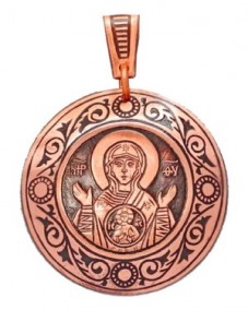 Подвеска &quot;Божья Матерь. Знамение&quot; Панагия - иконка с изображением Божьей Матери с новгородской иконы "Знамение" 