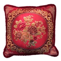 Диванная подушка "Цветы на красном"     