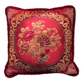 Диванная подушка &quot;Цветы на красном&quot;      Диванная декоративная подушка