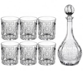 Набор для виски &quot;MUZA CRYSTAL&quot; Стеклянный набор для виски из 7 предметов - стаканы и графин
