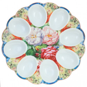 Пасхальная тарелка &quot;Цветы&quot; Пасхальная тарелка для яиц из фарфора, диаметр - 22 см.
