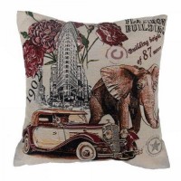 Диванная подушка "Слон и автомобиль"                