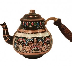 Медный чайник &quot;Цветочная симфония&quot; Медный чайник с деревянной резной ручкой. производитель - Турция.
