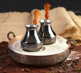 Медный кофейный набор &quot;Турецкий кофе&quot; Кофейный набор для приготовления кофе по - турецки.